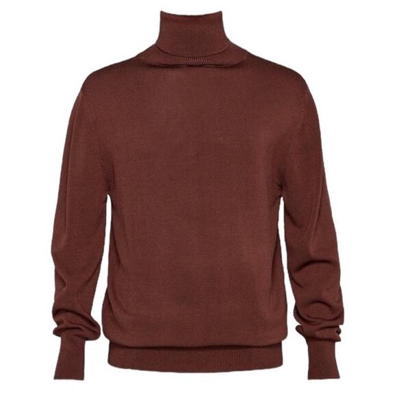 Ser.O.Ya Men's Weston Ribbed Knit Turtleneck in Dark Brown Size Large NWT - Picture 2 of 7